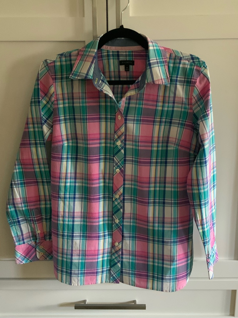 Talbots Pink & Teal Plaid Girls' Button-Down Shirt